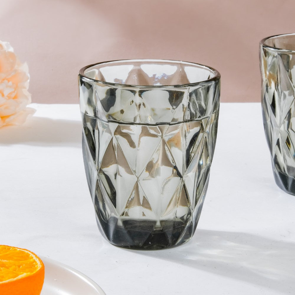 Crystal Tumbler Grey Small Set Of 6 250 ml Nestasia