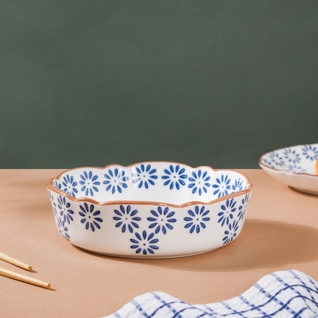 Blue Daisy Serving Bowl 7 Inch Nestasia