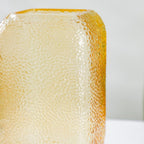 Art Deco Pebble Patterned Glass Vase Amber 7.5 Inch
