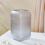 Art Deco Pebble Patterned Glass Vase Grey 9.5 Inch Nestasia