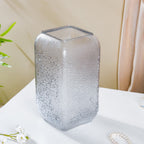 Art Deco Pebble Patterned Glass Vase Grey 9.5 Inch Nestasia