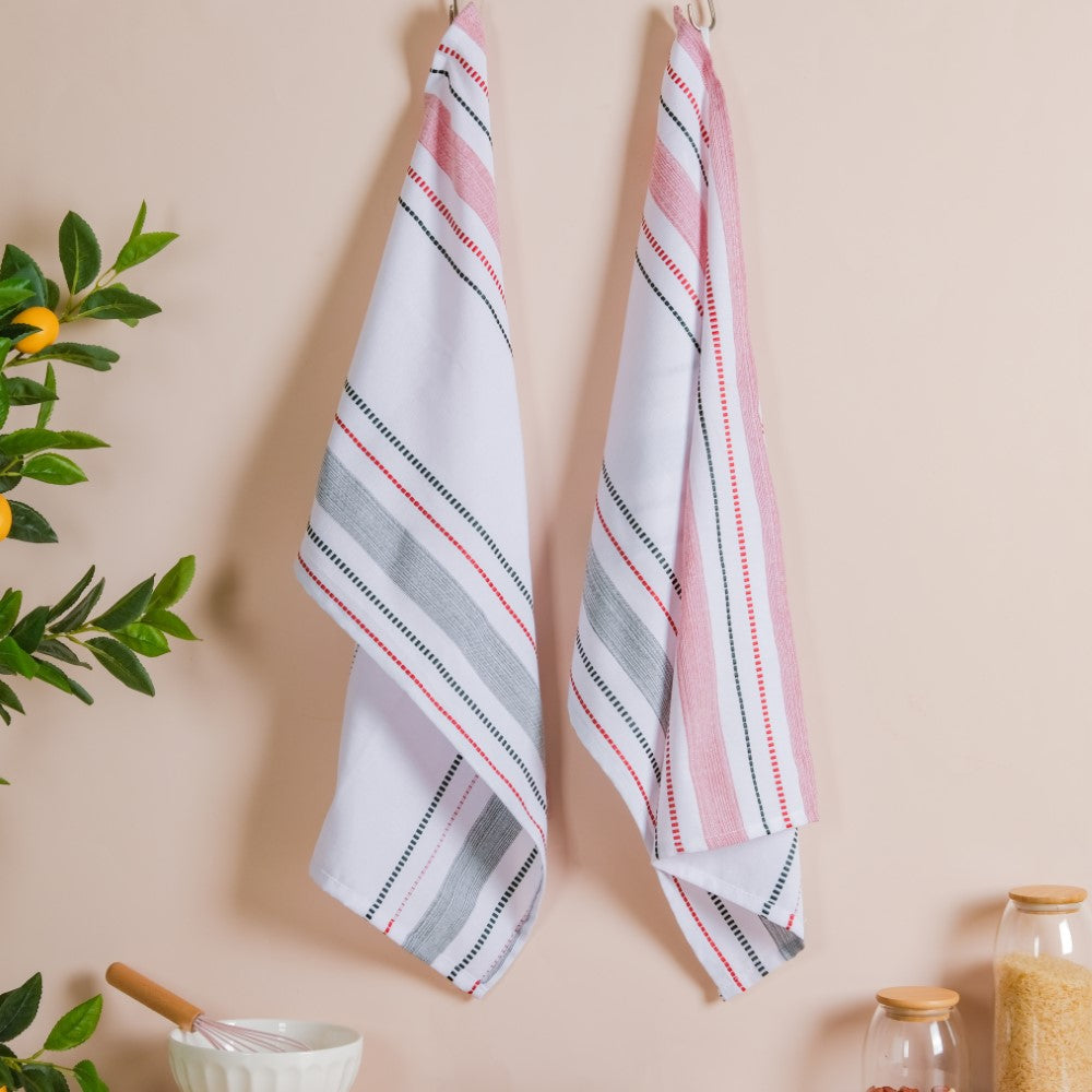 Red And Green Patterned Cleaning Towel Set Of 2 Nestasia
