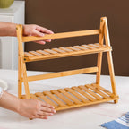 Two Tier Bamboo Countertop Shelf Stand Nestasia
