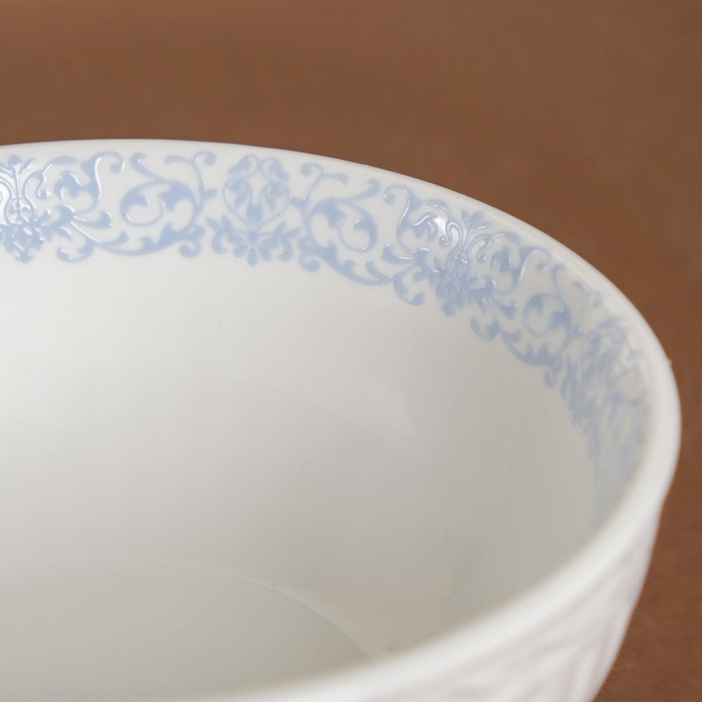 Engraved Rim Ceramic Snack Bowl Blue Set Of 2 Nestasia