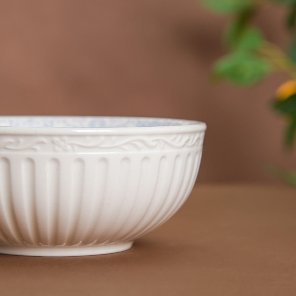 Engraved Rim Ceramic Snack Bowl Blue Set Of 2 Nestasia