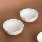 Engraved Rim Ceramic Snack Bowl Blue Set Of 2 Nestasia