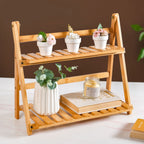 Two Tier Bamboo Countertop Shelf Stand Nestasia