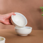 Engraved Rim Ceramic Snack Bowl Blue Set Of 2 Nestasia