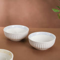 Engraved Rim Ceramic Snack Bowl Blue Set Of 2 Nestasia