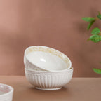 Engraved Rim Ceramic Snack Bowl Yellow Set Of 2 Nestasia