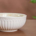 Engraved Rim Ceramic Snack Bowl Yellow Set Of 2 Nestasia