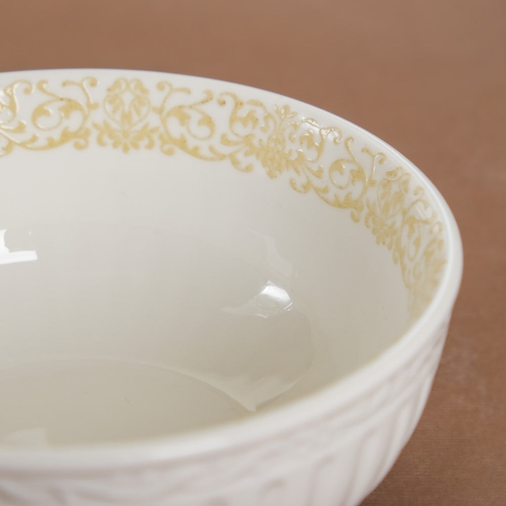 Engraved Rim Ceramic Snack Bowl Yellow Set Of 2 Nestasia