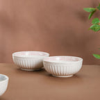 Engraved Rim Ceramic Snack Bowl Pink Set Of 2 Nestasia