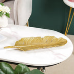 Feather Decorative Platter Tray Gold 18 Inch Nestasia