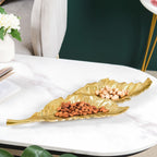 Leaf Platter For Table Decor Gold 20 Inch Nestasia