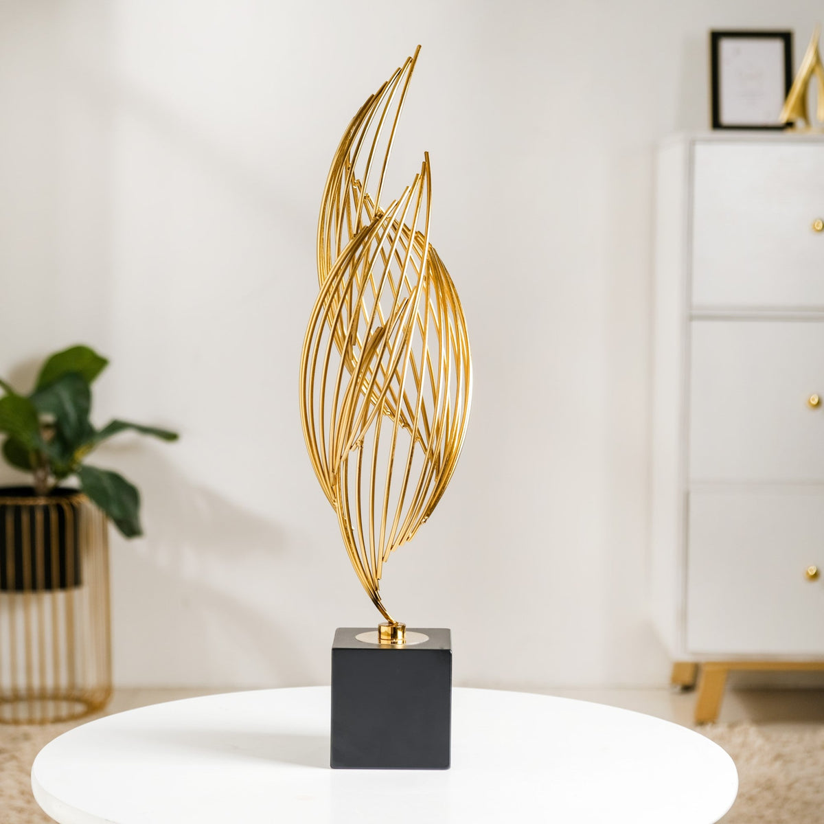 Eternal Flame Sculpture Showpiece Gold Large Nestasia