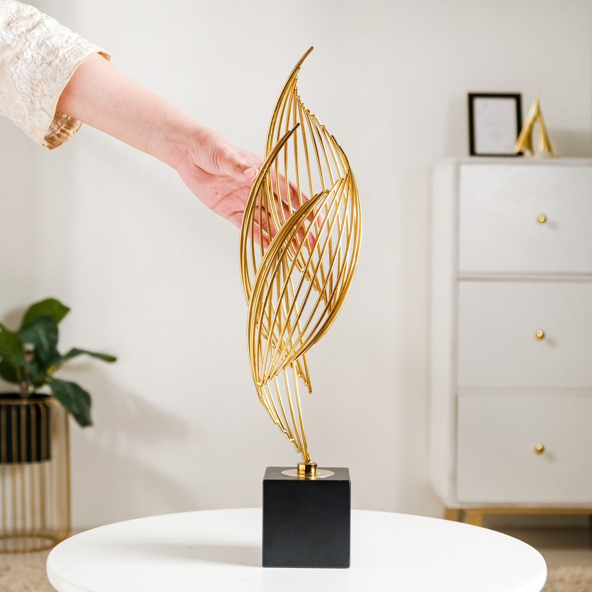 Eternal Flame Sculpture Showpiece Gold Large Nestasia