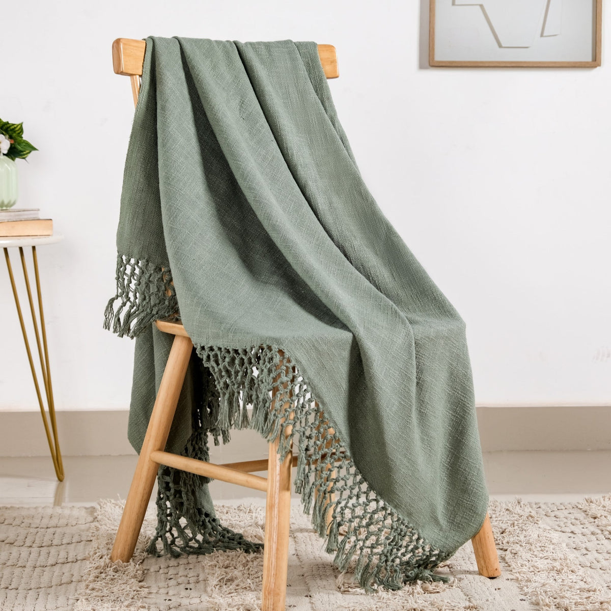 Pure Cotton Woven Throw Blanket Nestasia