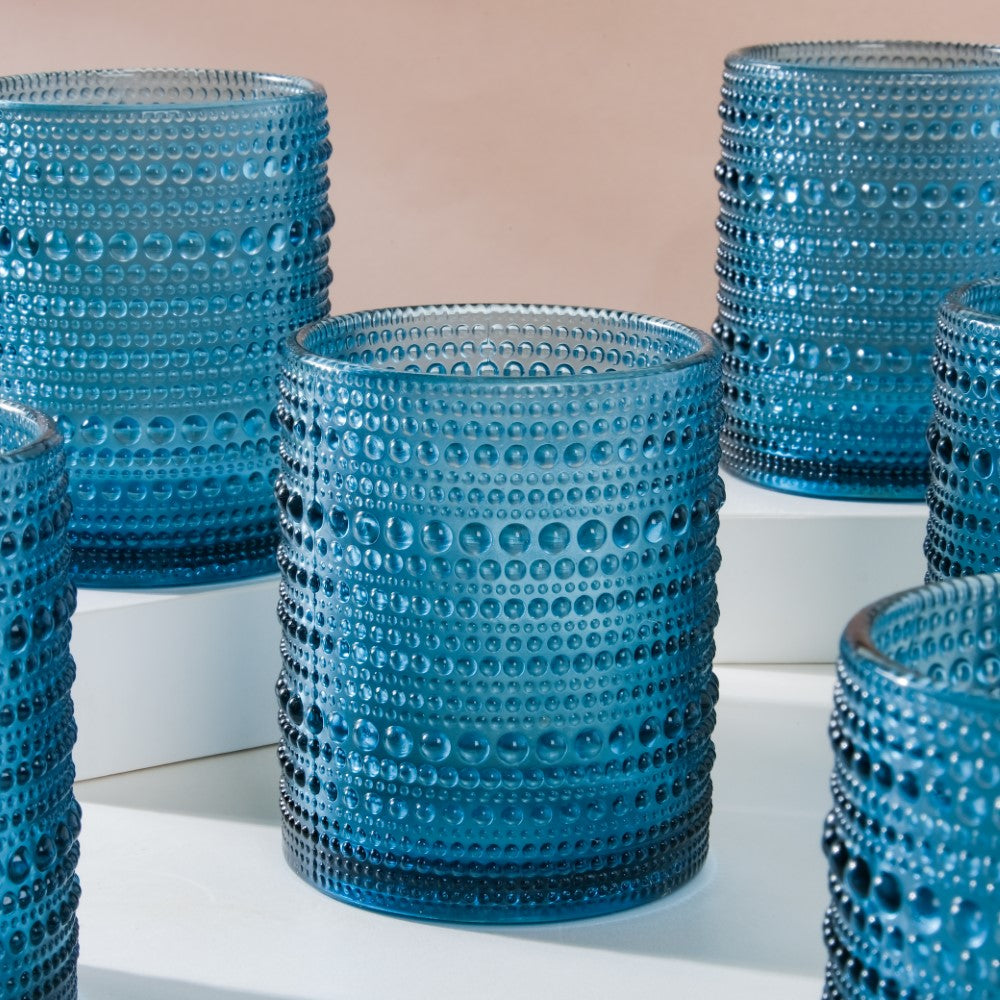 Bubbly Glass Blue Set Of 6 250ml Nestasia