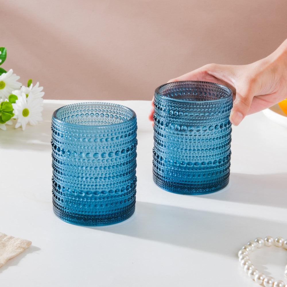 Bubbly Glass Blue Set Of 6 250ml Nestasia