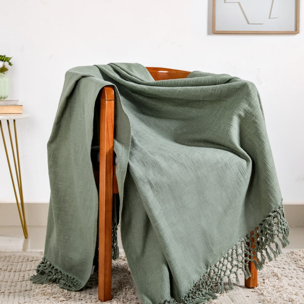 Pure Cotton Woven Throw Blanket Nestasia
