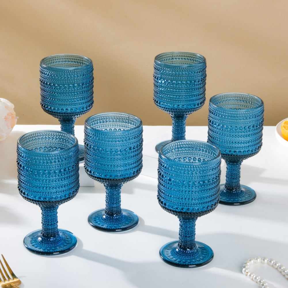 Zesty Wine Glass Blue Set Of 6 250ml Nestasia