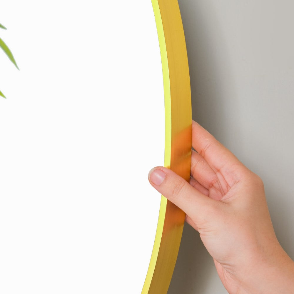 Round Wall Mirror Gold 15 Inch Nestasia