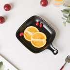 Ribbed Ceramic Baking Plate With Handle Black 250 ml Nestasia