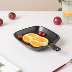 Ribbed Ceramic Baking Plate With Handle Black 250 ml Nestasia