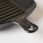 Ribbed Ceramic Baking Plate With Handle Black 250 ml Nestasia