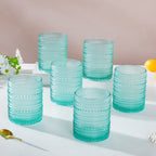 Bubbles Texture Glass Turquoise Set Of 6 250ml Nestasia