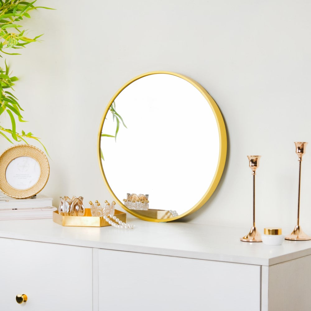 Round Wall Mirror Gold 15 Inch Nestasia