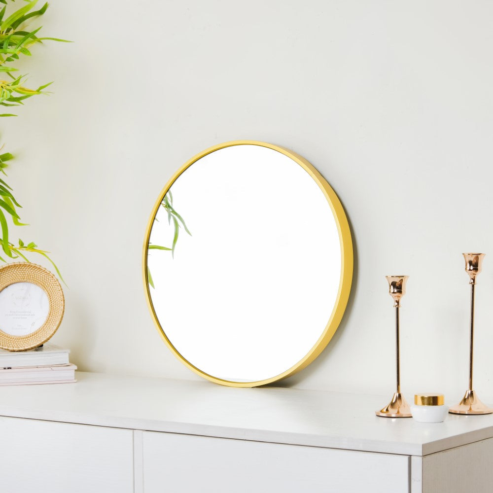 Round Wall Mirror Gold 15 Inch Nestasia