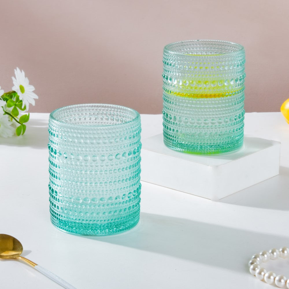 Bubbles Texture Glass Turquoise Set Of 6 250ml Nestasia