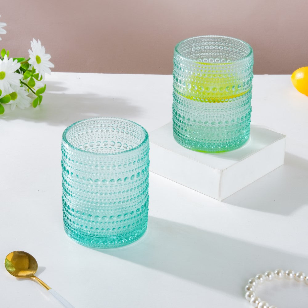 Bubbles Texture Glass Turquoise Set Of 6 250ml Nestasia