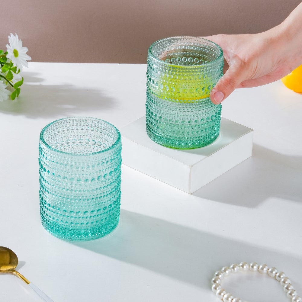 Bubbles Texture Glass Turquoise Set Of 6 250ml Nestasia