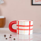 Artsy Ceramic Cup For Coffee Red Set of 2 330ml Nestasia