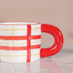 Artsy Ceramic Cup For Coffee Red Set of 2 330ml Nestasia