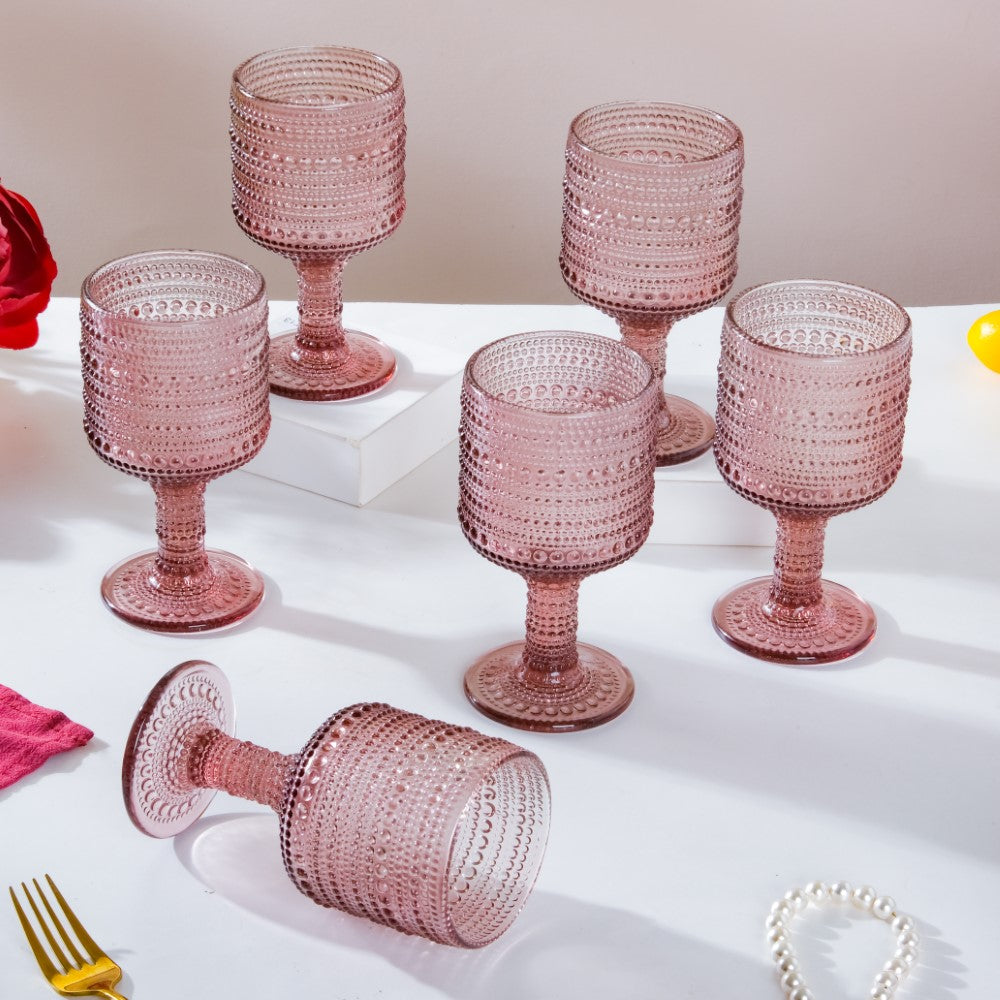 Fizz Bubble Stem Glass Mauve Set Of 6 250ml Nestasia