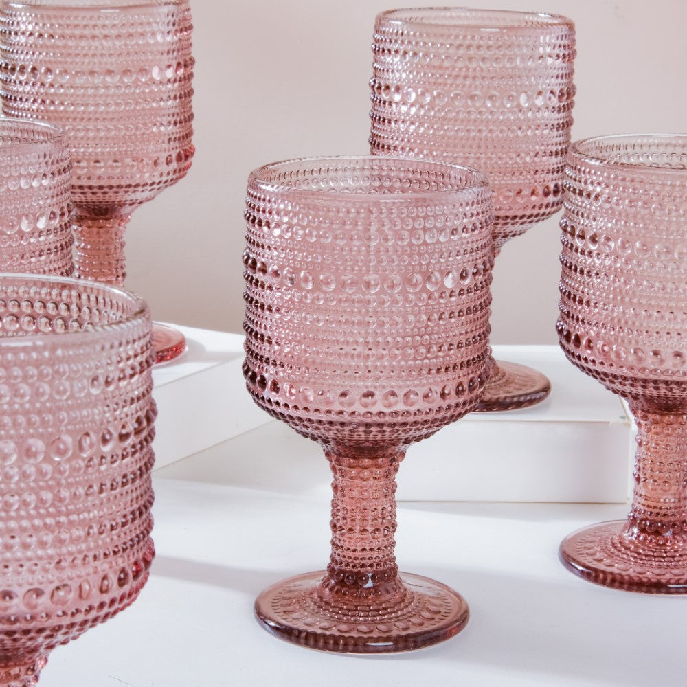 Fizz Bubble Stem Glass Mauve Set Of 6 250ml Nestasia