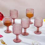 Fizz Bubble Stem Glass Mauve Set Of 6 250ml Nestasia