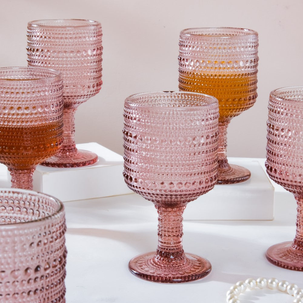 Fizz Bubble Stem Glass Mauve Set Of 6 250ml Nestasia