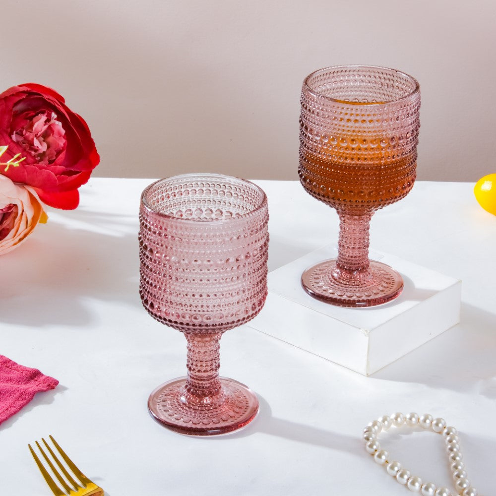 Fizz Bubble Stem Glass Mauve Set Of 6 250ml Nestasia