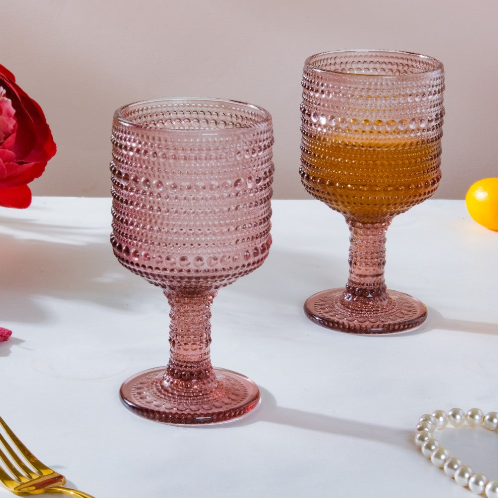 Fizz Bubble Stem Glass Mauve Set Of 6 250ml Nestasia