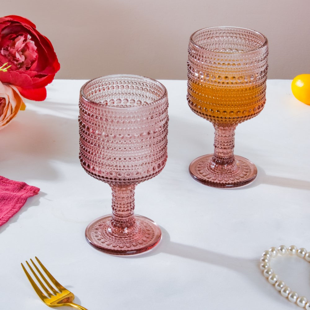 Fizz Bubble Stem Glass Mauve Set Of 6 250ml Nestasia