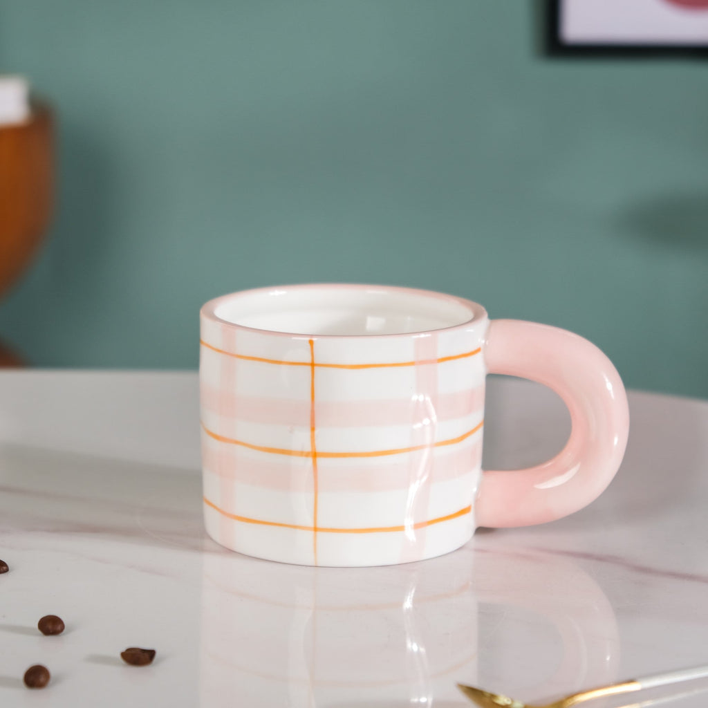 Artsy Ceramic Cup For Coffee Pink Set of 2 330ml Nestasia