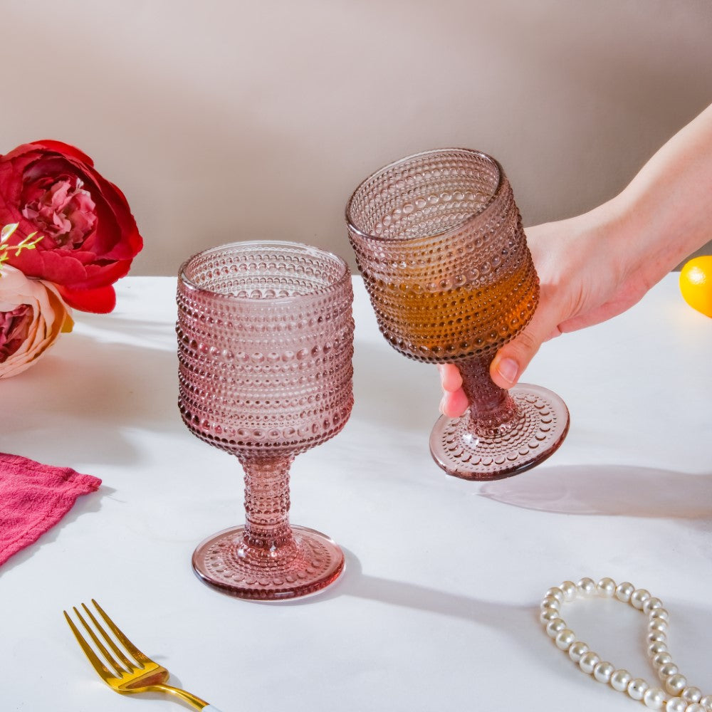 Fizz Bubble Stem Glass Mauve Set Of 6 250ml Nestasia
