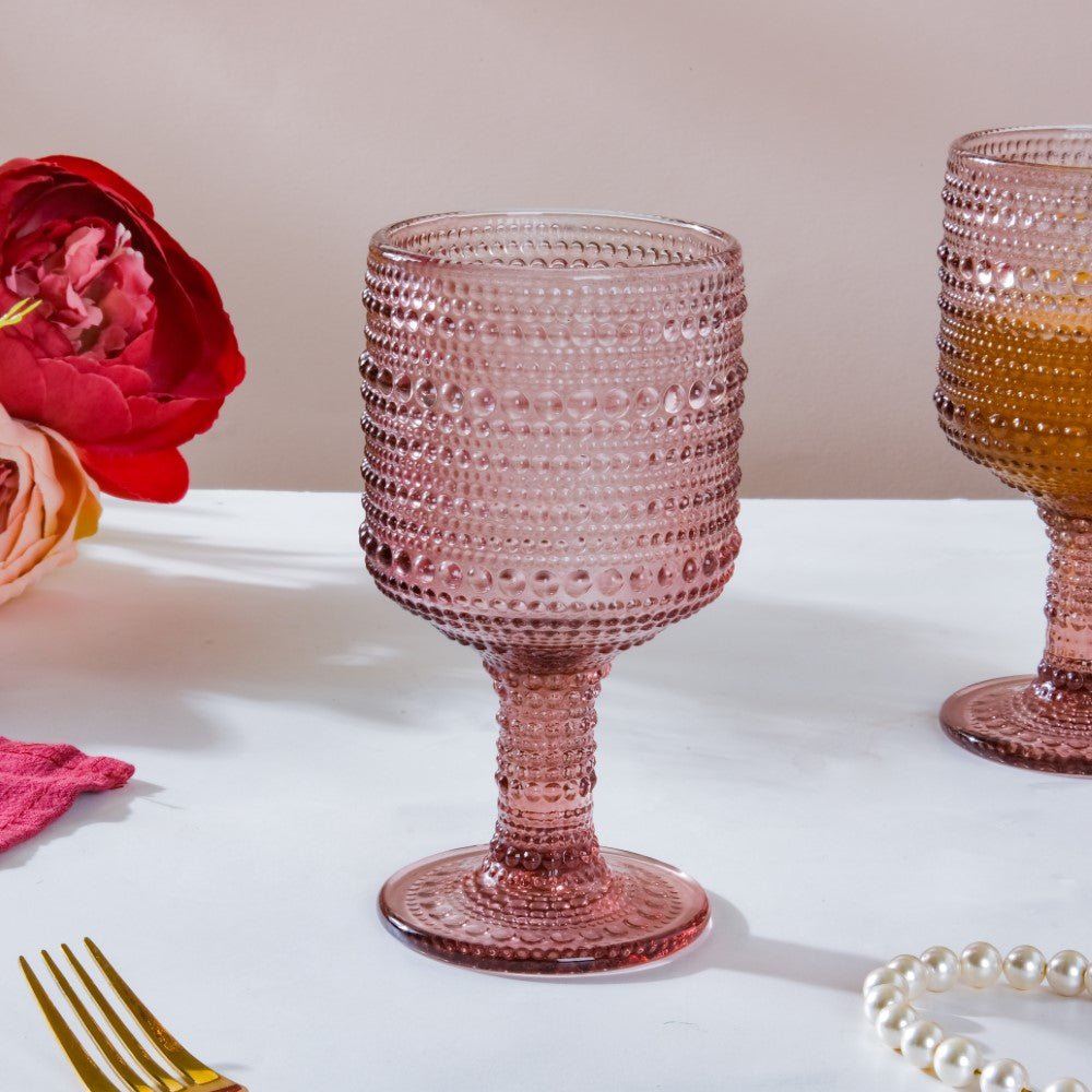 Fizz Bubble Stem Glass Mauve Set Of 6 250ml Nestasia