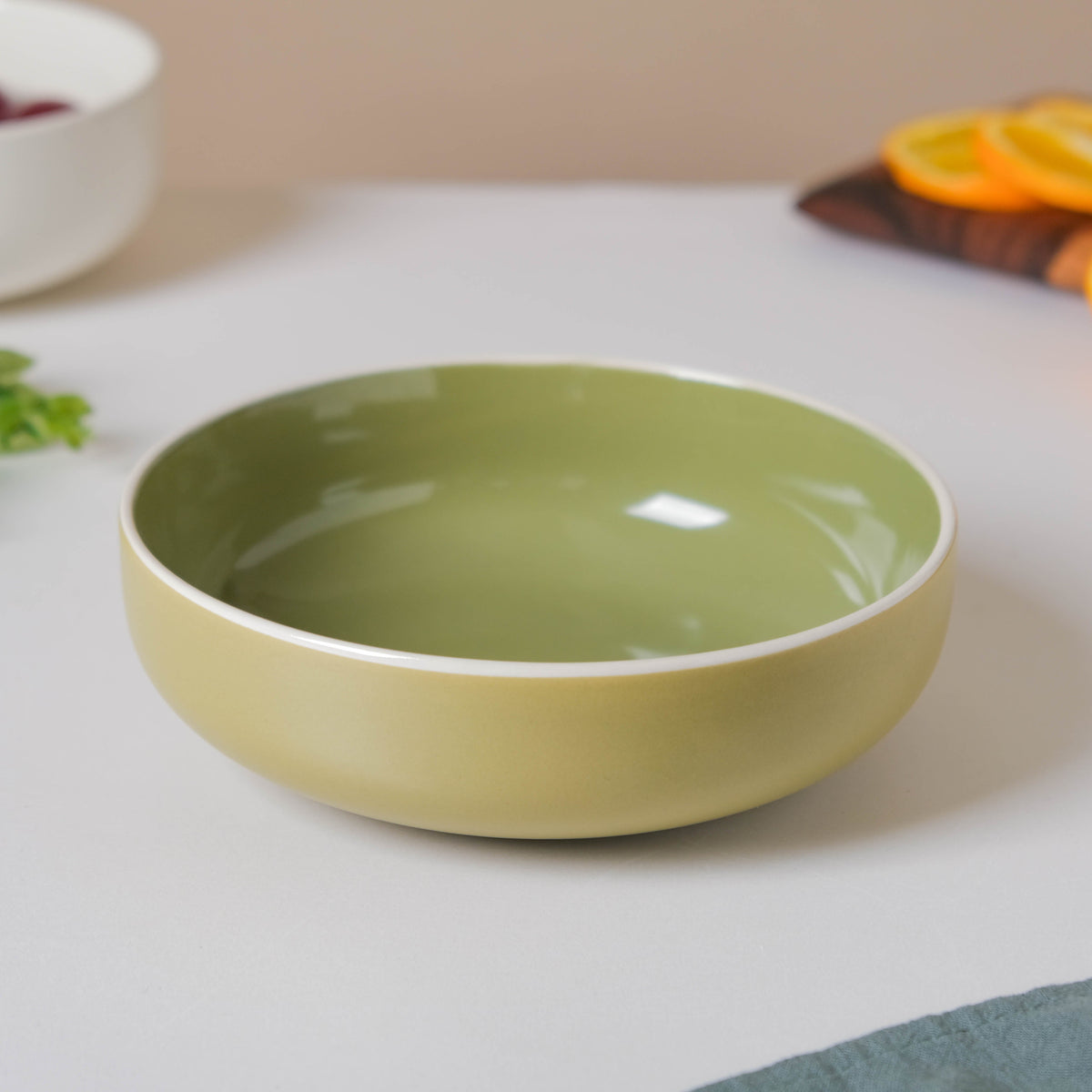 Jaen Olive Green Snack Bowl 7 Inch Nestasia