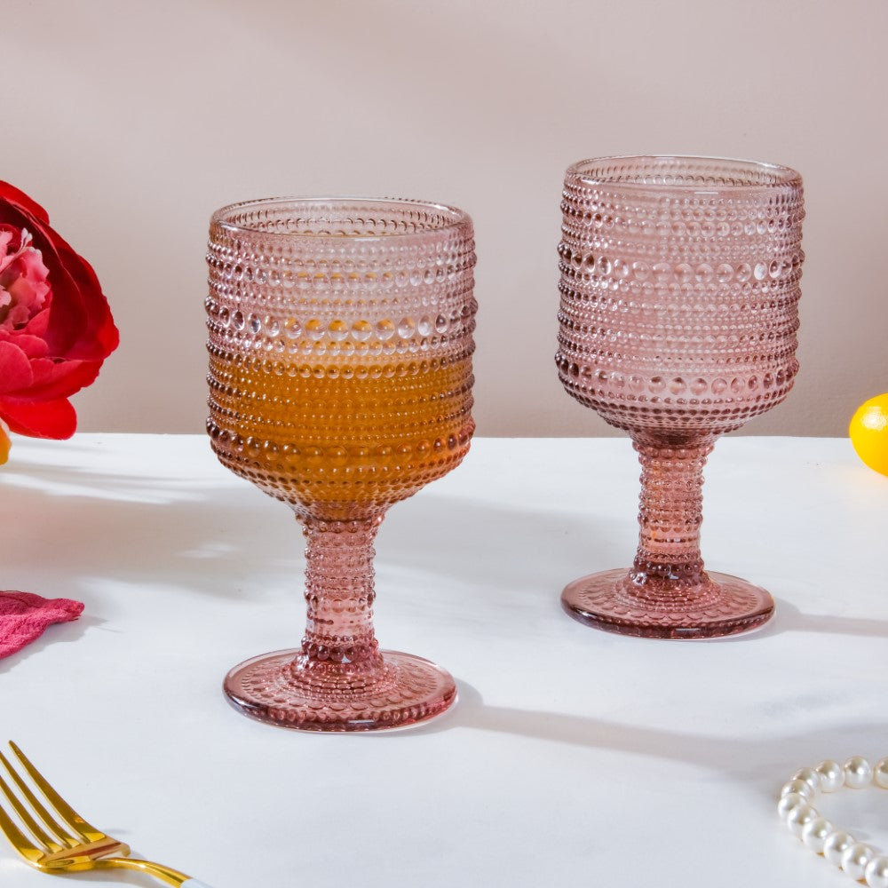 Fizz Bubble Stem Glass Mauve Set Of 6 250ml Nestasia